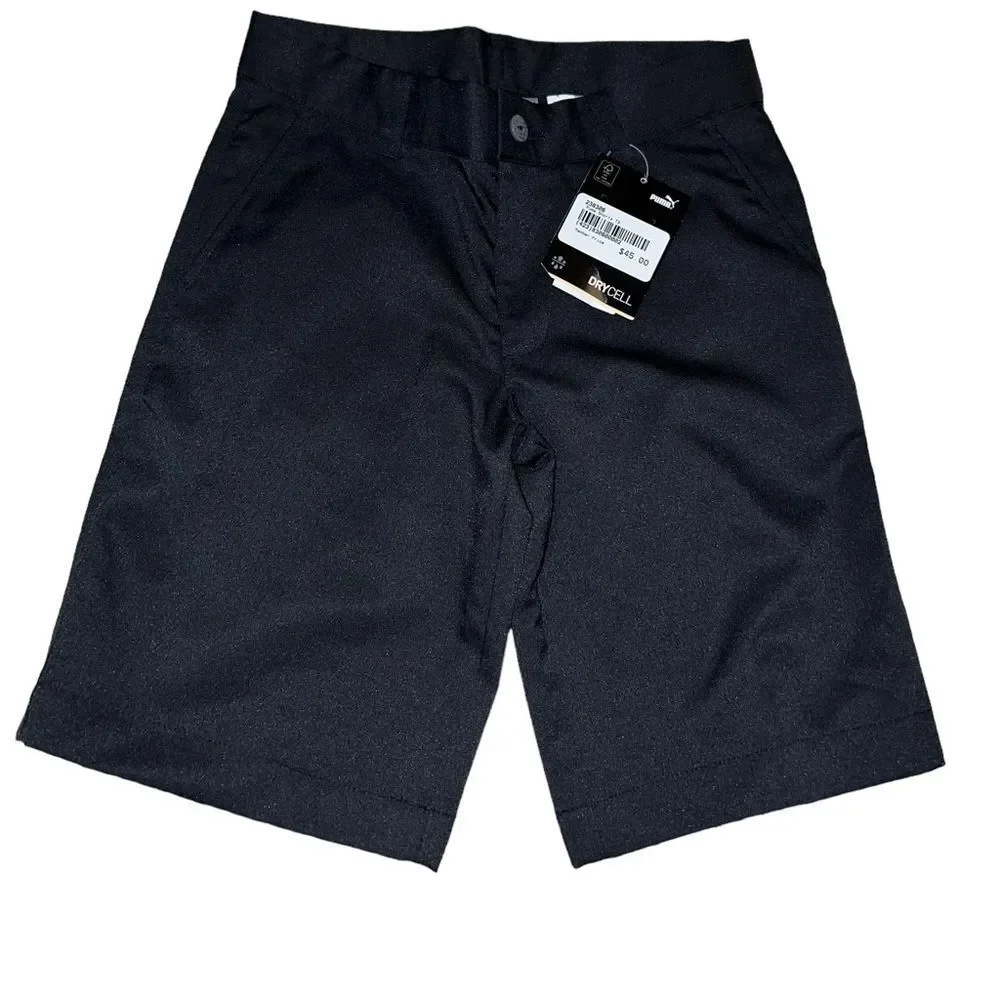 Puma drycell moisture wicking black flat front‎ boys shorts size small